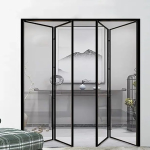 French Design Tempered Glass Aluminum Architectural System Folding Door